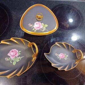 RARE COLLECTORS DREAM.. SET OF 3 NYMPHENBUG BLACK BEAUTY PORCELIAN